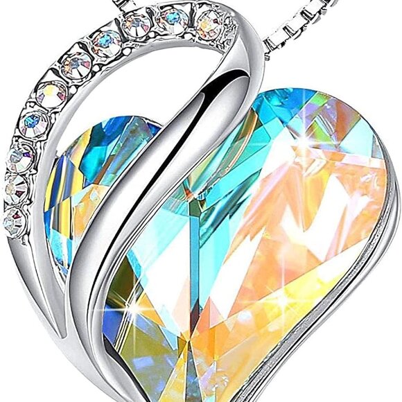 Necklaces for Women Infinity Love Birthstone Heart Crystal Pendant Birthday Je